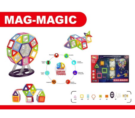 DIY 58 Pieces 3D Magical Magnetic Construction Stacking Building Block Set Learning & Creativity Puzzle Game Educational Toy Set Gel Mag Gelmag