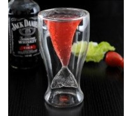 Double Layer Mermaid Style Drinking Glass Cup, Capacity: 100ml