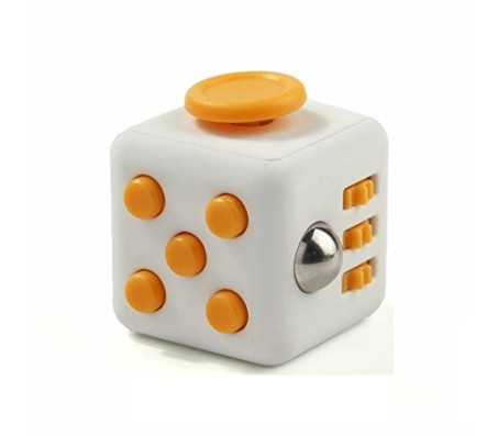 Fidget Cube Anti-Stress Focus Improvement Toy (White and Yellow)
