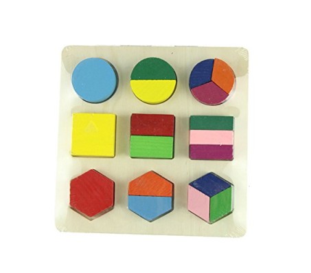 Wooden Shape Sorter Ratio Puzzle Educational Toy Montessori Early Learning Toy for Baby & Infant (Medium, Shape 2)
