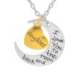 Silver Metal Brass Moon I Love You to The Moon and Back Pendant Chain Necklace for Daughter 45CM Long Chain