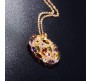 Swiss Zircon Rainbow Multicolor Exquisite 16k Gold Plated Pendant Necklace for women