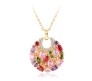 Swiss Zircon Rainbow Multicolor Exquisite 16k Gold Plated Pendant Necklace for women