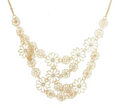 Multilayer Pendants Rhinestone Gold Hollow Flowers Necklace Jewelry Statement for Woman