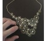 Multilayer Pendants Rhinestone Gold Hollow Flowers Necklace Jewelry Statement for Woman