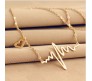 18K Heart Beat Charm ECG Heart Necklace with Chain for Women and Man
