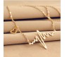 18K Heart Beat Charm ECG Heart Necklace with Chain for Women and Man