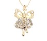 Dancing Angel With Wings Pendant Gold Plated Long Necklace for Woman and Girls