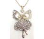 Dancing Angel With Wings Pendant Gold Plated Long Necklace for Woman and Girls