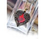 Red Rhinestone Heart Pendant Necklace for Women