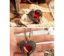 Red Rhinestone Heart Pendant Necklace for Women