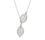 Silver Plated Double Leaf Dainty Leaves Pendant Necklace for Women & Girls
