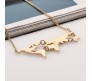 Charm World Map Travel Abstract Pendant Collar Metal Necklace Jewelry Gold Chain Approx 50 cm