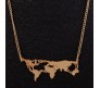 Charm World Map Travel Abstract Pendant Collar Metal Necklace Jewelry Gold Chain Approx 50 cm