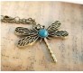 Blue Dragonfly Necklace Pendant with Chain for Girl