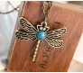 Blue Dragonfly Necklace Pendant with Chain for Girl