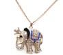 Gold Plated Crystal Elephant Pendant Long Necklace for Woman and Girls