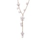 Fashion Jewellery Floral and Pearl Pendent Long Chain Necklace Pendant Stylish Opal Design for Women and Girls White