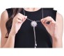 White Crystal Sunflower Pendant Tassel Long Necklace For Women