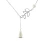 Silver Metal Pearl Leaf Design Chain Pendant Necklace for Women