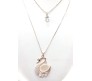 Multi Double Line Gold Plated Swan Pendant With Solitaire Necklace for Woman and Girls