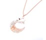 Multi Double Line Gold Plated Swan Pendant With Solitaire Necklace for Woman and Girls
