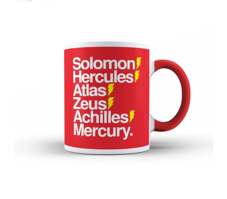 Dc Comic Shazam Superhero Design Red Solomon Hercules Quote White Ceramic Coffee/Tea Mug with Red Handle