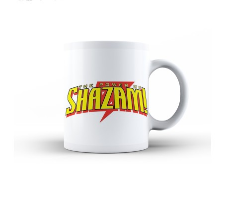 The Power of Shazam in Lighting Yellow Word Logo DC Comic White Ceramic Coffee/Tea Mug Quantity 1