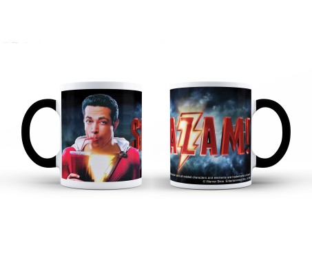 Shazam Dc Comic Superhero Drinking Coke and Logo White Ceramic Coffee/Tea Mug with Black Handle Quantity 1