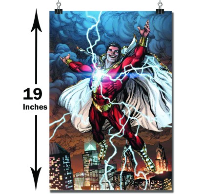 Shazam Animated Comic Lightning Flying with Joy Poster Officially Licensed by Warner Bros 