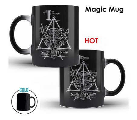 Harry Potter Deathly Hallows Power Longing Brothers Humility Magic Mug Ceramic Black Tea/Coffee Mug Qty 1 Officially Licensed by Warner Bros