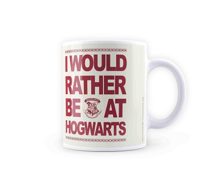 Harry Potter – I Would Rather Be at Hogwarts Written in Red Ceramic Tea/Coffee Mug Qty 1 Officially Licensed by Warner Bros