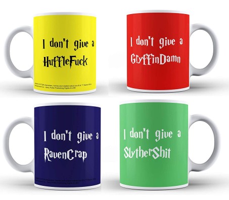 Combination of Four Houses of Harry Potter Gryffindor Ravenclaw Hufflepuff Slytherin Ceramic Different Colors Tea/Coffee Mug Set of 4 Officially Licensed by  Warner Bros