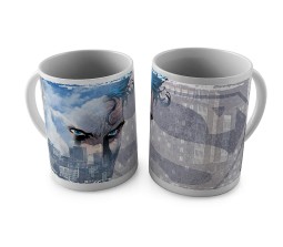  Superman Blue Eyes and A Shadow of His Logo On The City Ceramic White Tea/Coffee Mug Qty 1