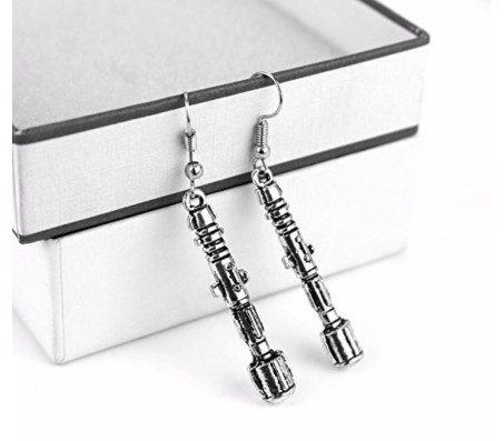 Doctor Who Sonic Screwdriver Antique Silver Earrings Alloy Drops & Danglers