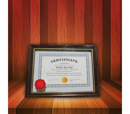 Certificate for Worlds Best Dad with Frame