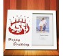 White Photo Frame With Engraved Cake & Happy Birthday