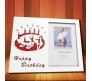 White Photo Frame With Engraved Cake & Happy Birthday