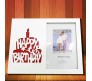 White Photo Frame With Engraved Cake & Happy Birthday