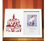 White Photo Frame With Engraved Cake & Happy Birthday