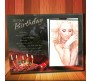 Happy Birthday Glass Photo Frame With Black Background & Cake