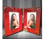 Happy Birthday Glass Photo Frame With Red Background Romantic Photo Frame