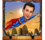 Personalized Superhero Flying Caricature on Square Shape Rocks