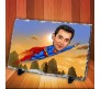 Personalized Superhero Flying Caricature on Rectangle Shape Rocks