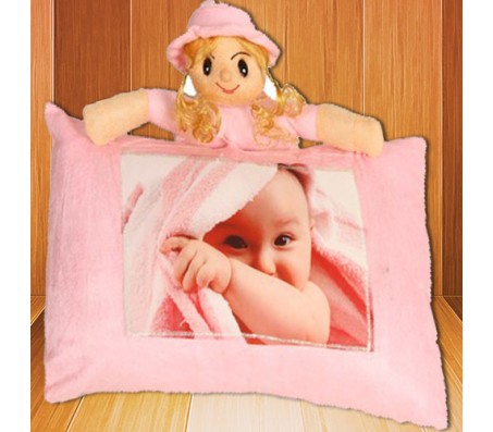 Personalized Pink Pillow With Soft Toy [18 x 13 inches]