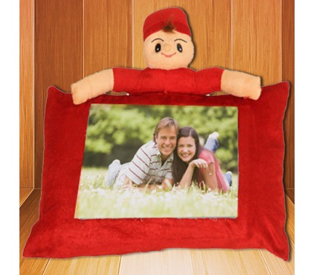 Personalized Red Pillow With Soft Toy [18 x 13 inches]
