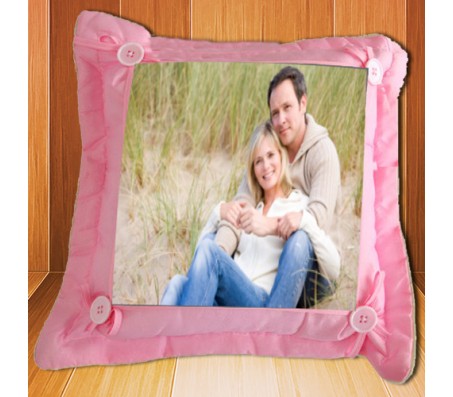Personalized Pink Pillow Square With Buttons [12 x 12 inches]