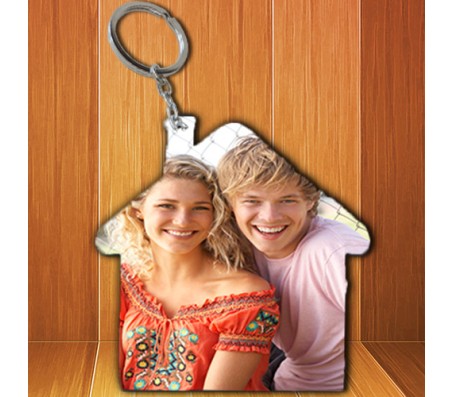 Two Side Personalized Key Chain Home Shape