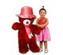 Cute Red Color Teddy Bear with Pink Hat (Size 5 Feet 6 Inches)