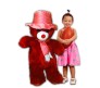 Cute Red Color Teddy Bear with Pink Hat (Size 4 Feet 5 Inches)